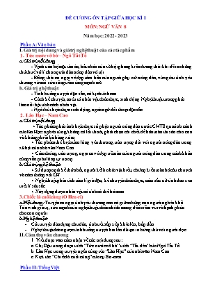 Đề cương ôn tập giữa học kì 1 Ngữ văn Lớp 8 - Năm học 2022-2023